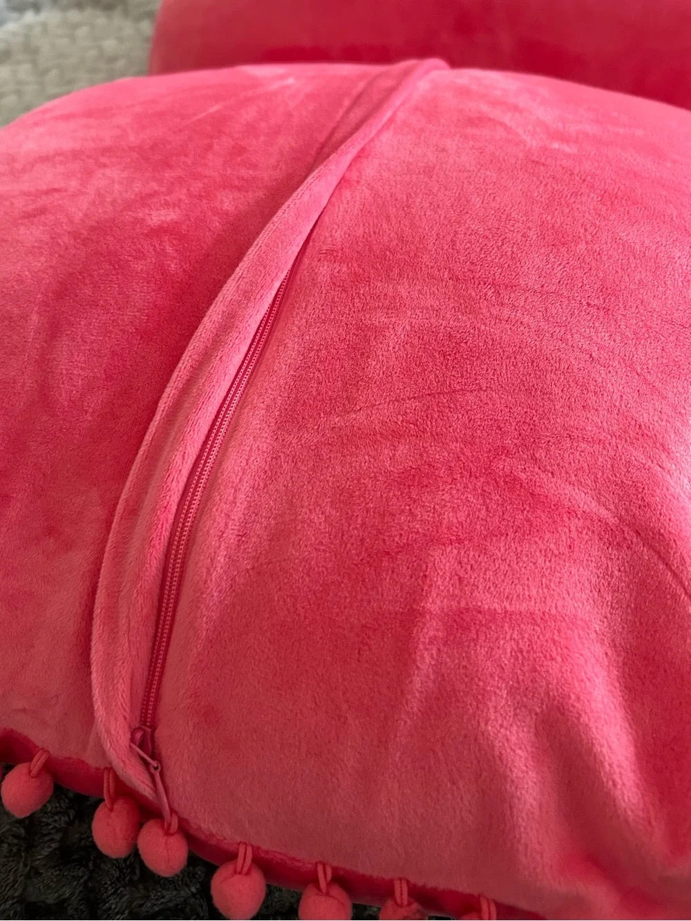 Pink Pom Pom Square Pillows Set of 2